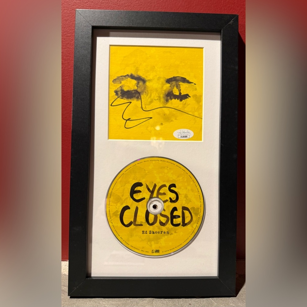 Framed  Autographed Ed Sheeran 'Eyes Closed' Art and CD ~ COA Included